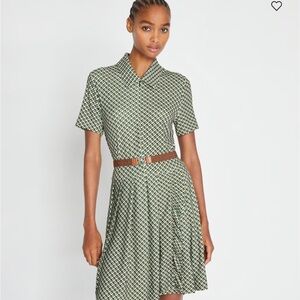 Tory Burch Printed Pleated Zip-Front Golf Dress L